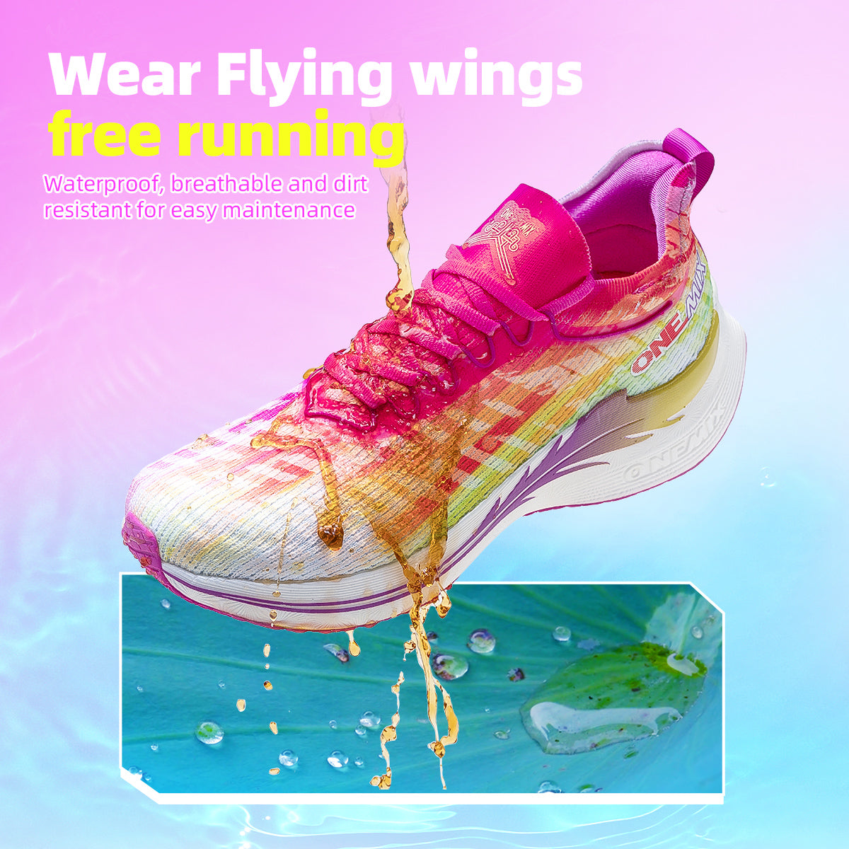 ONEMIX Non-slip Waterproof Running Shoes Athletic Training Tennis Sport Shock-relief Outdoor Walking Sneakers