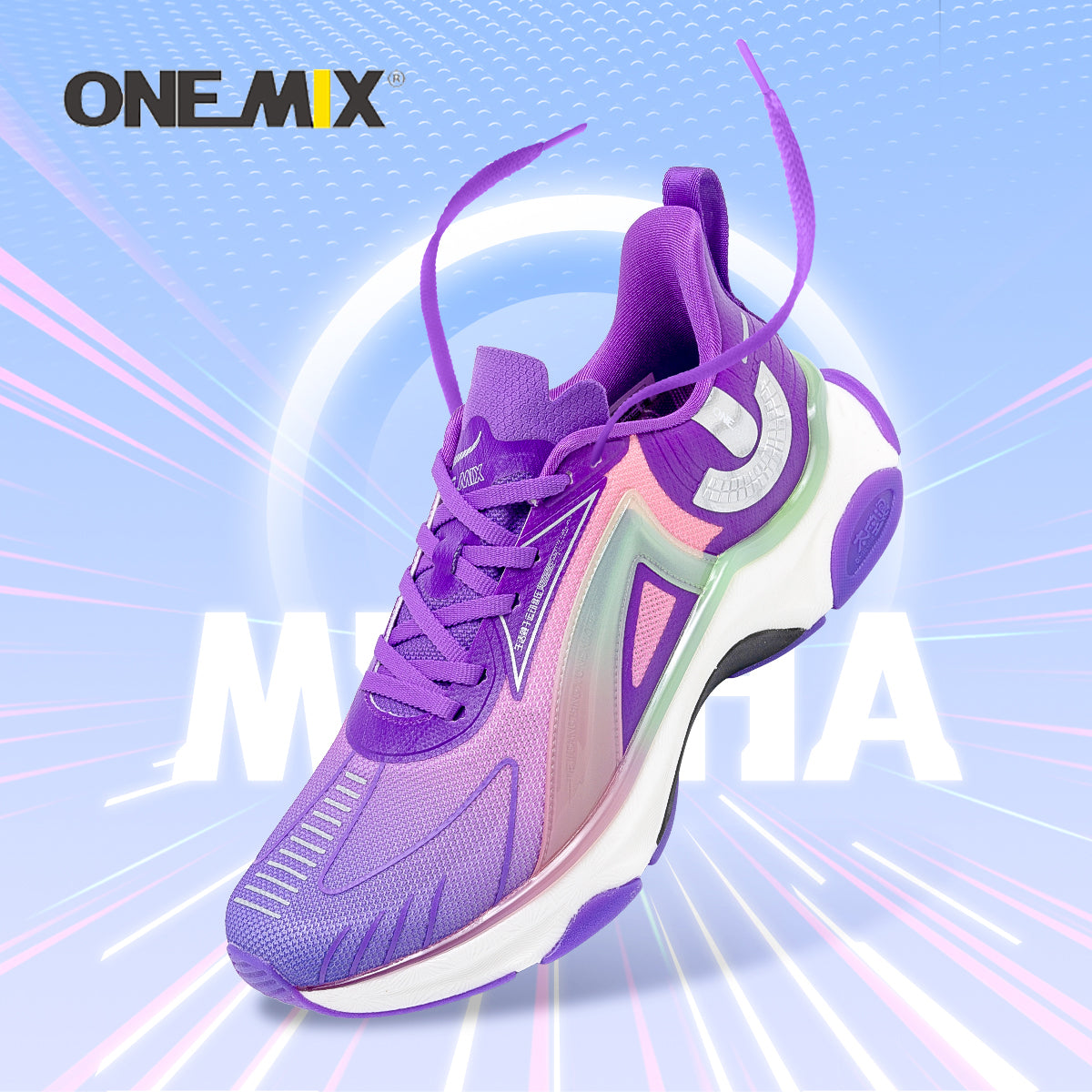 ONEMIX Breathable Lightweight Double-Structure Shock Absorber Race Running Shoes - Plantar Fasciitis Pain Relief