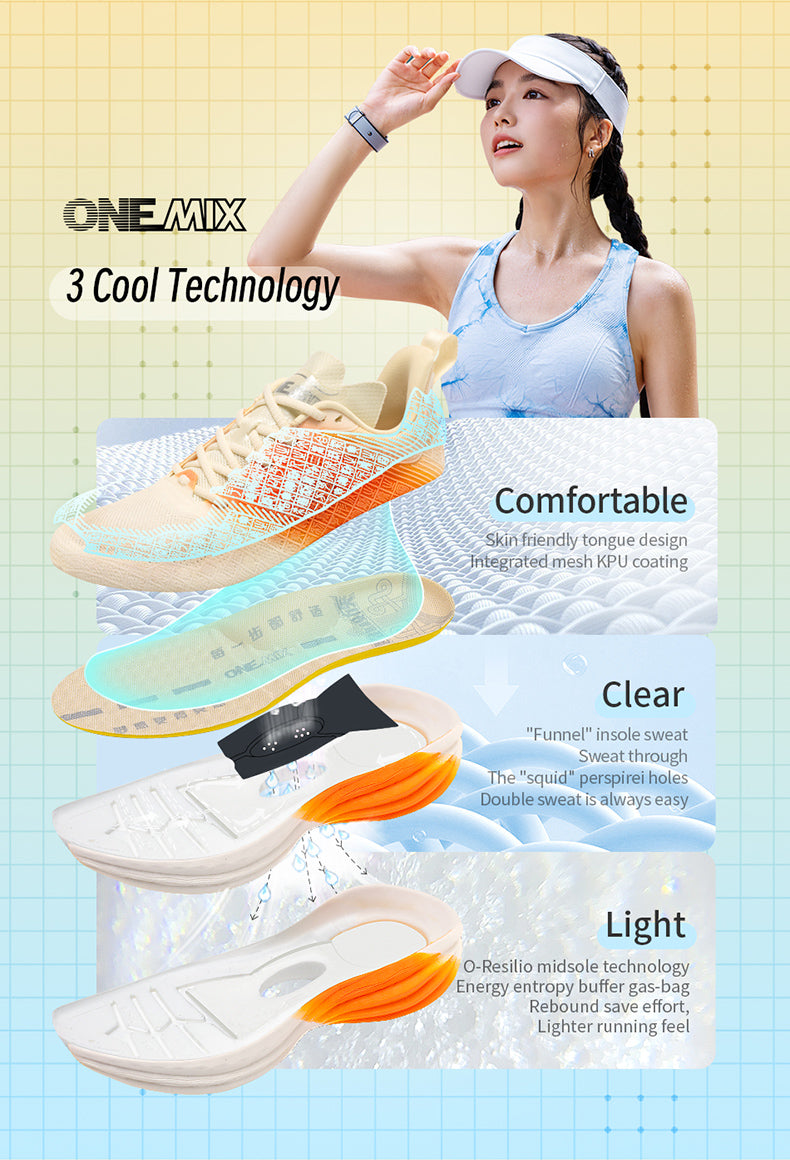 ONEMIX MAX Cushioned Shock-Absorbing Lightweight Breathable Walking Running Shoes with Movable Type Print