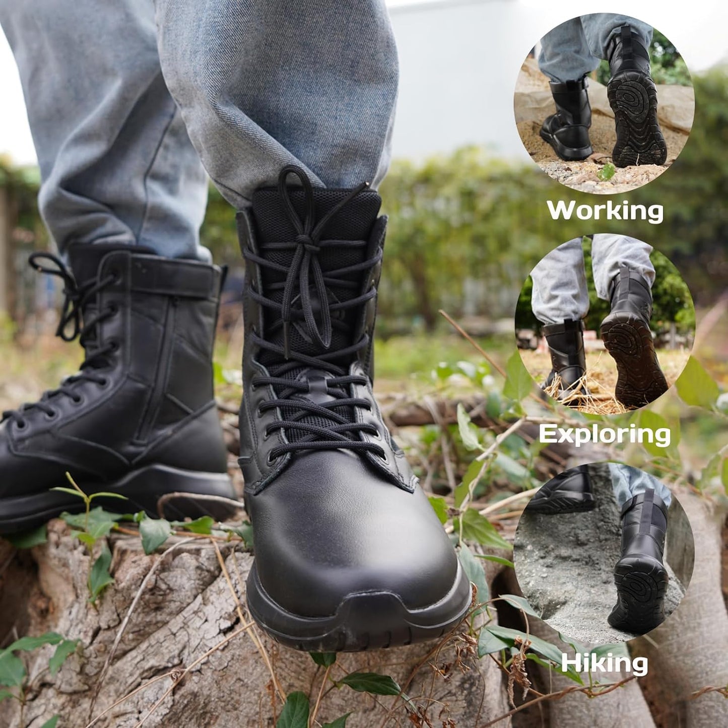 Soulsfeng Unisex Tactical Boots Lightweight Sneakers Boots Hiking Work Military Combat Boots for Men Women