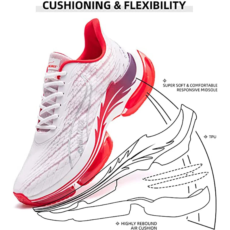 ONEMIX Breathable Summer Outdoor Air Cushion Running Shoes for Women Lightweight Mesh Surface Fitness Sneakers