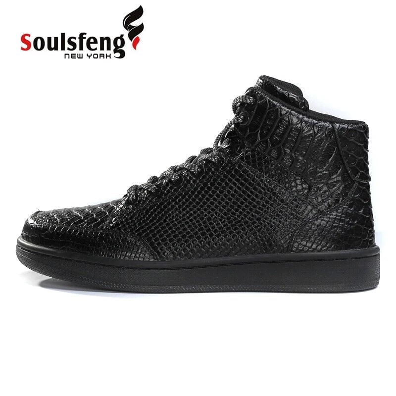 Soulsfeng Men High Tops Shoes Black Basketball Sneakers Lightweight Anti Slip Sports Shoes