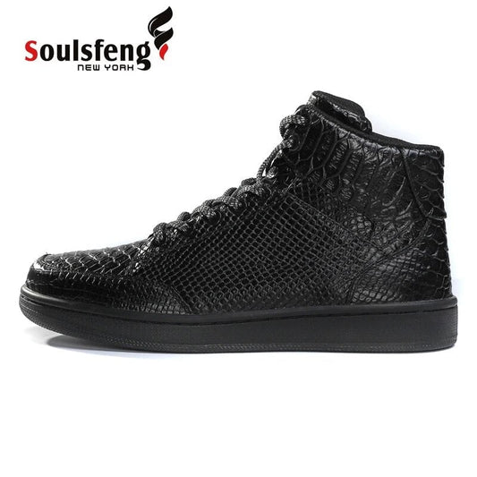Soulsfeng Men High Tops Shoes Black Basketball Sneakers Lightweight Anti Slip Sports Shoes