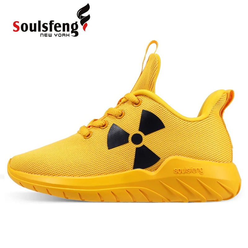 Soulsfeng Plutonium Sneaker Orange Freeknit  Upper Large Size Running Shoes Ripple Rubber Non-skid Property Sole Badminton Shoe